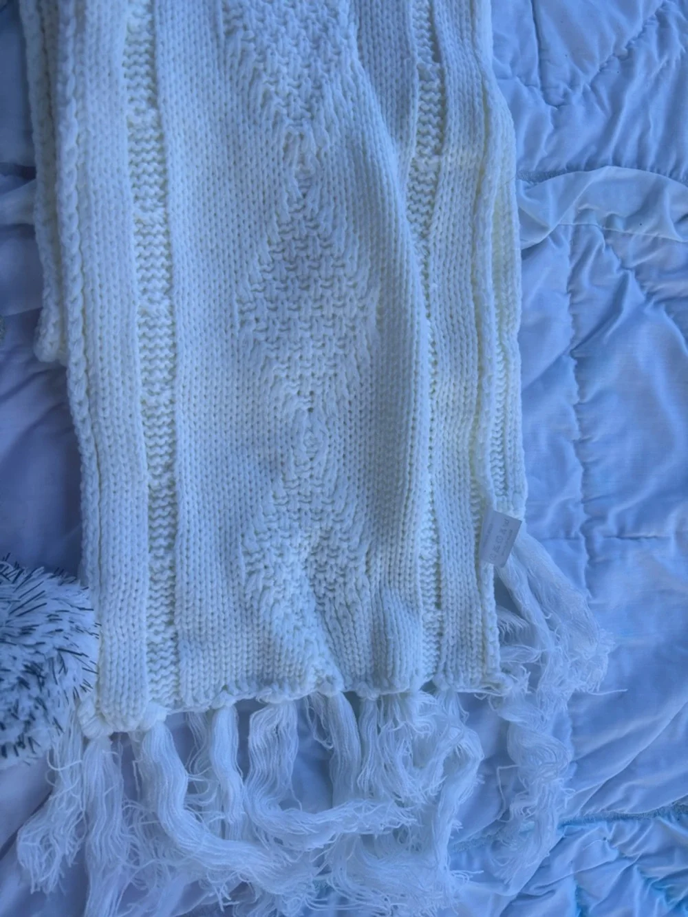 Cozy Ivory Knit Hat, Scarf & Touchscreen Gloves Set